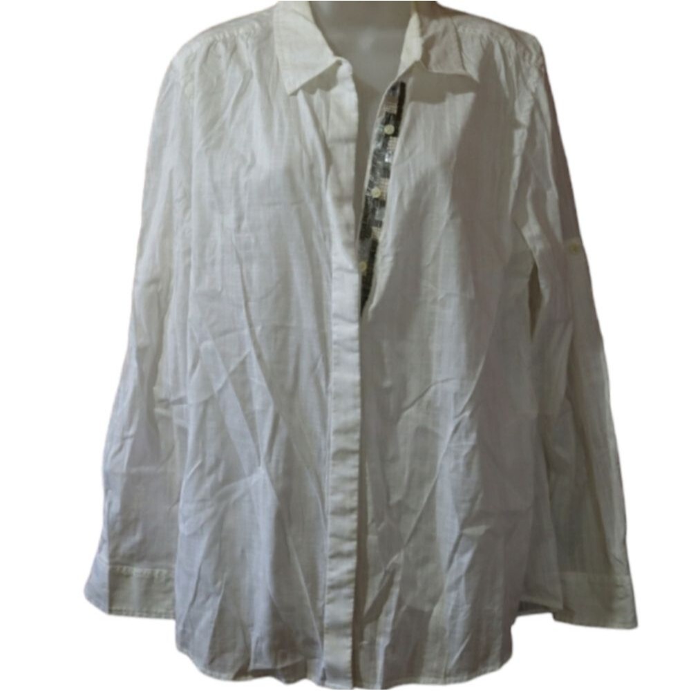 Banana Republic Heritage White Button Down Beaded Sequin Shirt XL